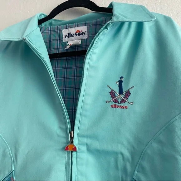 Rare Vintage Ellesse Full Zip Blue Gold Jacket Lady Golfer Women's Size 10 - Picture 3 of 7
